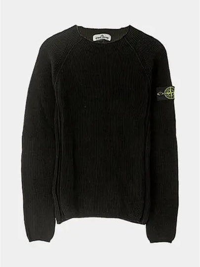 Wappen Patch Round Neck Knit Top Black - STONE ISLAND - BALAAN 2