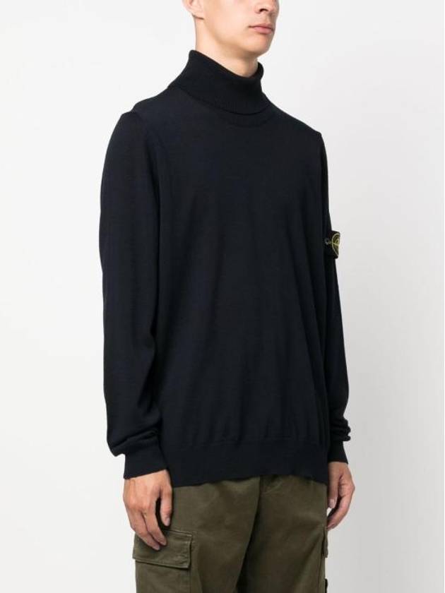 Wappen Patch Virgin Wool Turtleneck Navy - STONE ISLAND - BALAAN 4