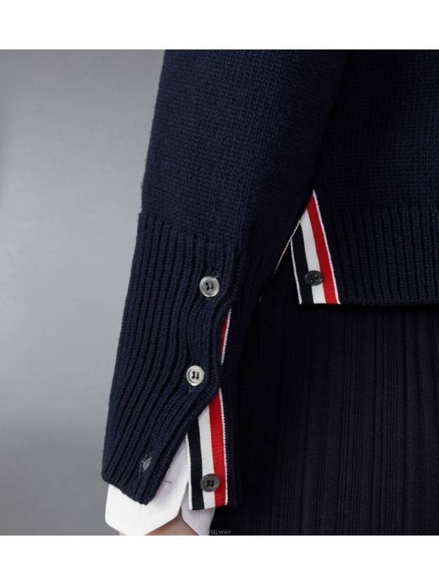 Floral Intarsia Cotton Cardigan Navy - THOM BROWNE - BALAAN 6