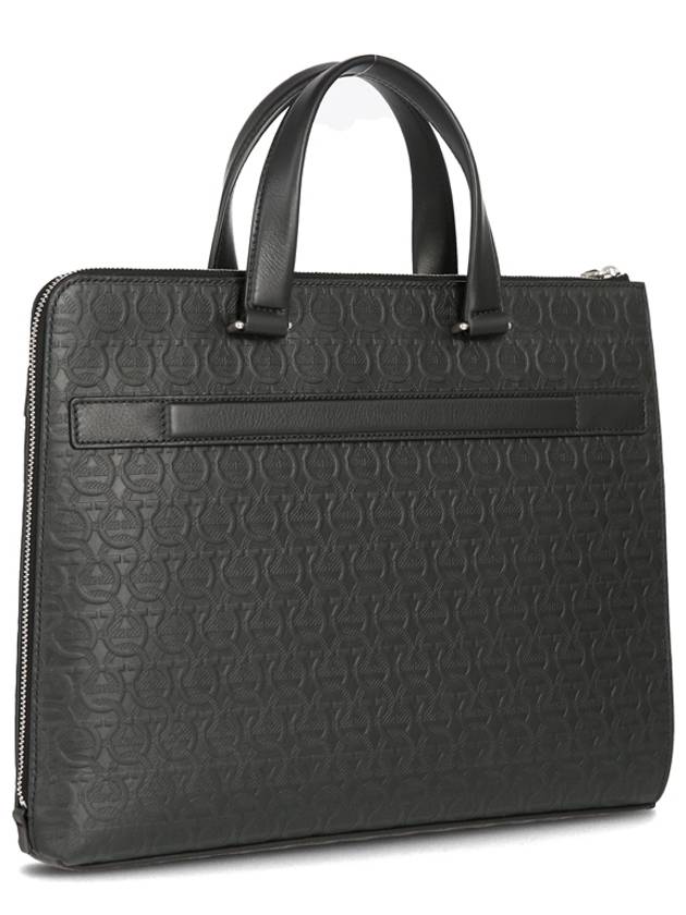 Embossed Calfskin Gancini Brief Case Black - SALVATORE FERRAGAMO - BALAAN 4