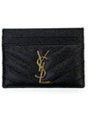 Gold Hardware Matelasse Caviar Leather Card Wallet Black - SAINT LAURENT - BALAAN 2