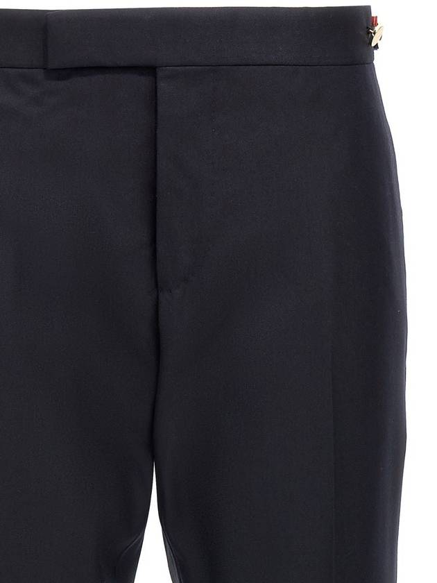 Low Rise Side Tab Wool Slacks Navy - THOM BROWNE - BALAAN 4