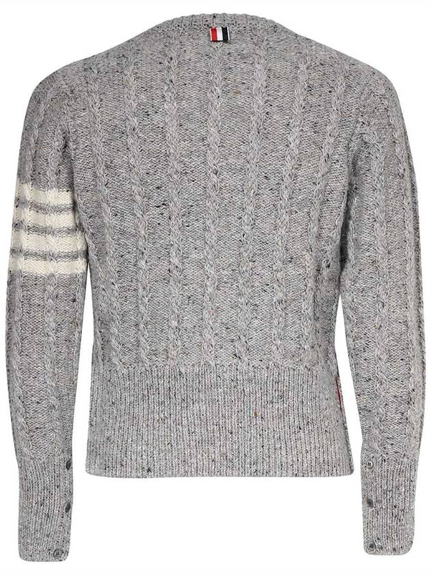 Donegal Twist Cable 4-Bar Classic Crewneck Knit Top Light Grey - THOM BROWNE - BALAAN 6