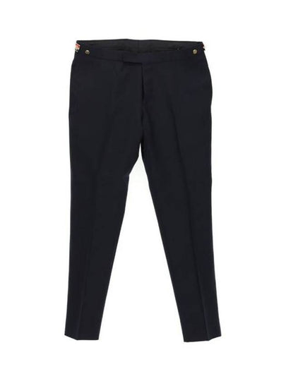 Low Rise Side Tab Wool Slacks Navy - THOM BROWNE - BALAAN 2