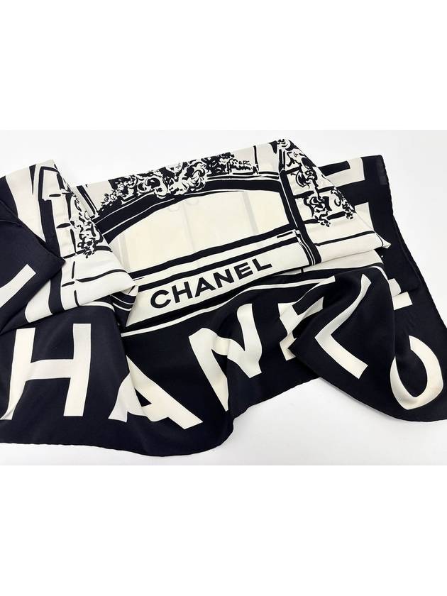 Logo Print White Black Scarf 4VCHF24679 - CHANEL - BALAAN 6