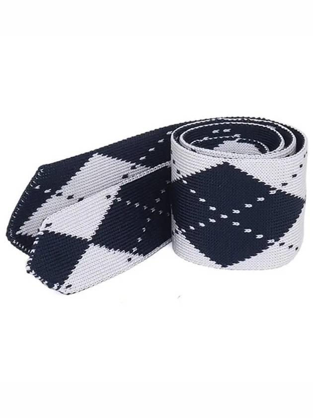 argyle pattern diagonal tie white - THOM BROWNE - BALAAN.