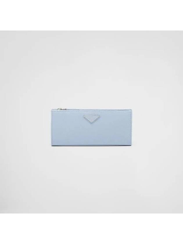 Large Saffiano Leather Long Wallet Light Blue - PRADA - BALAAN 1