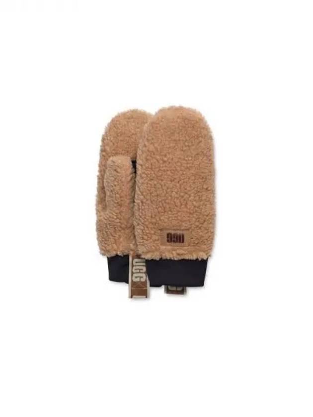 WOMEN Bubbly Graphic Logo Gloves Sherpa Mitten Tape 17 Caramel 271086 - UGG - BALAAN 1