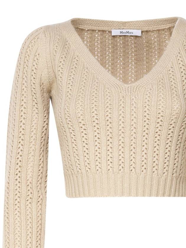 Iprem Cropped Wool Cashmere Knit Top Beige - MAX MARA - BALAAN 4