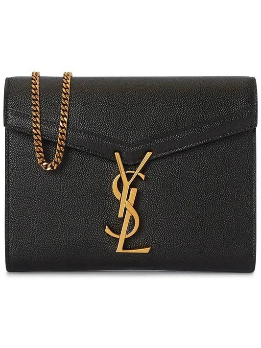 Cassandra Monogram Chain Shoulder Bag Black - SAINT LAURENT - BALAAN 1