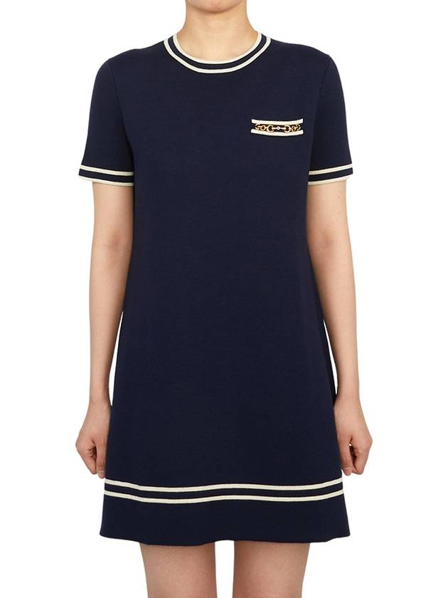 Gucci Horsebit Wool Short Dress Blue - GUCCI - BALAAN 2