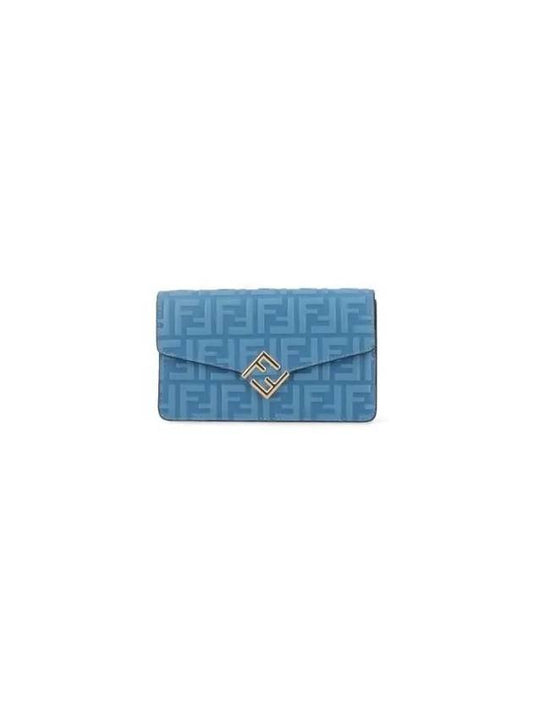 Diamond FF Logo Chain Long Wallet Blue - FENDI - BALAAN 2