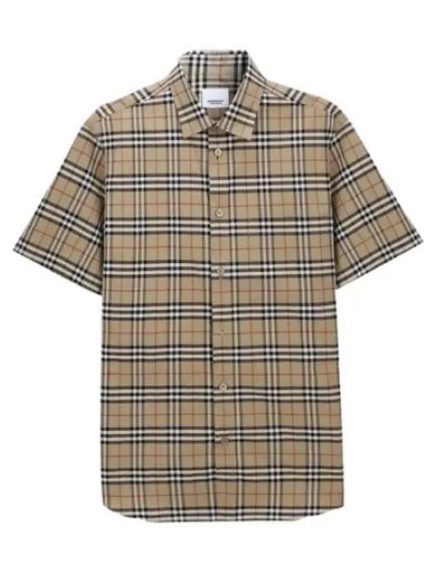 Short Sleeve Small Scale Check Stretch Cotton Shirt Men s - BURBERRY - BALAAN 1