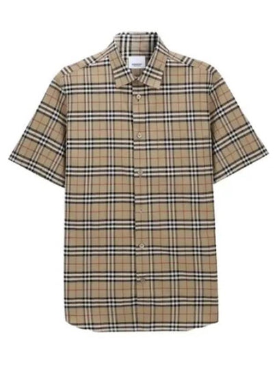 Small Scale Check Stretch Short Sleeve Shirt Archive Beige - BURBERRY - BALAAN 2