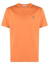 Pisato Effect Logo Patch Short Sleeve T-Shirt Orange - STONE ISLAND - BALAAN 1