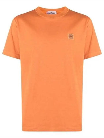 Pisato Effect Logo Patch Short Sleeve T-Shirt Orange - STONE ISLAND - BALAAN 1