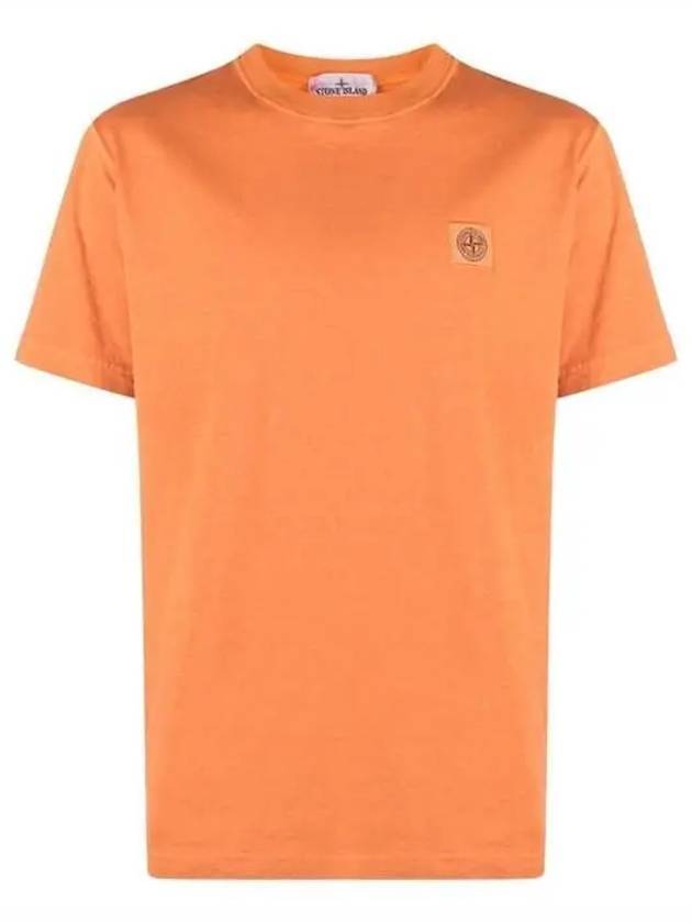 Pisato Effect Logo Patch Short Sleeve T-Shirt Orange - STONE ISLAND - BALAAN 1