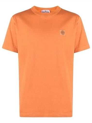 Pisato Effect Logo Patch Short Sleeve T-Shirt Orange - STONE ISLAND - BALAAN 1