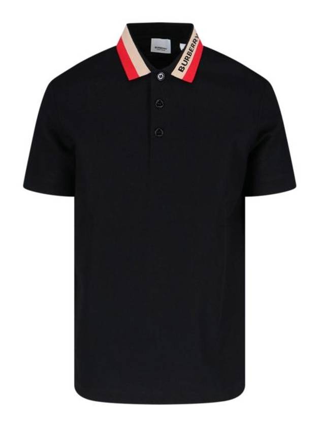 Logo Stripe Short Sleeve Polo Shirt Black - BURBERRY - BALAAN 2