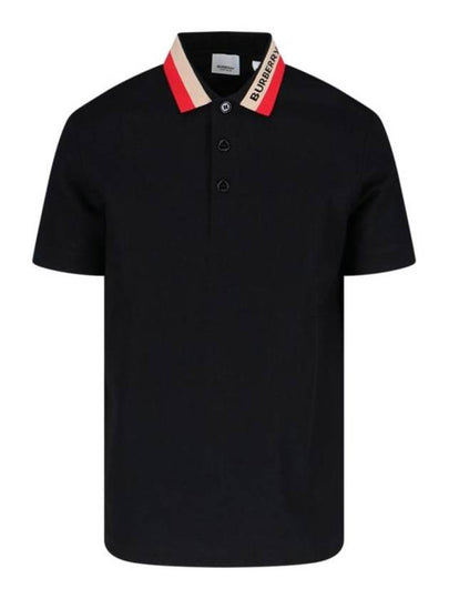 Logo Stripe Short Sleeve Polo Shirt Black - BURBERRY - BALAAN 2