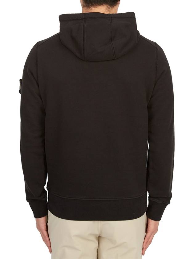 Logo Patch Brushed Cotton Hoodie Black - STONE ISLAND - BALAAN 5