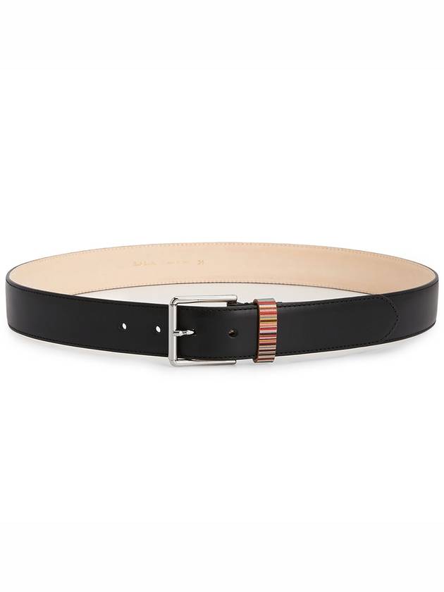 Signature Striped Leather Belt Black - PAUL SMITH - BALAAN 3