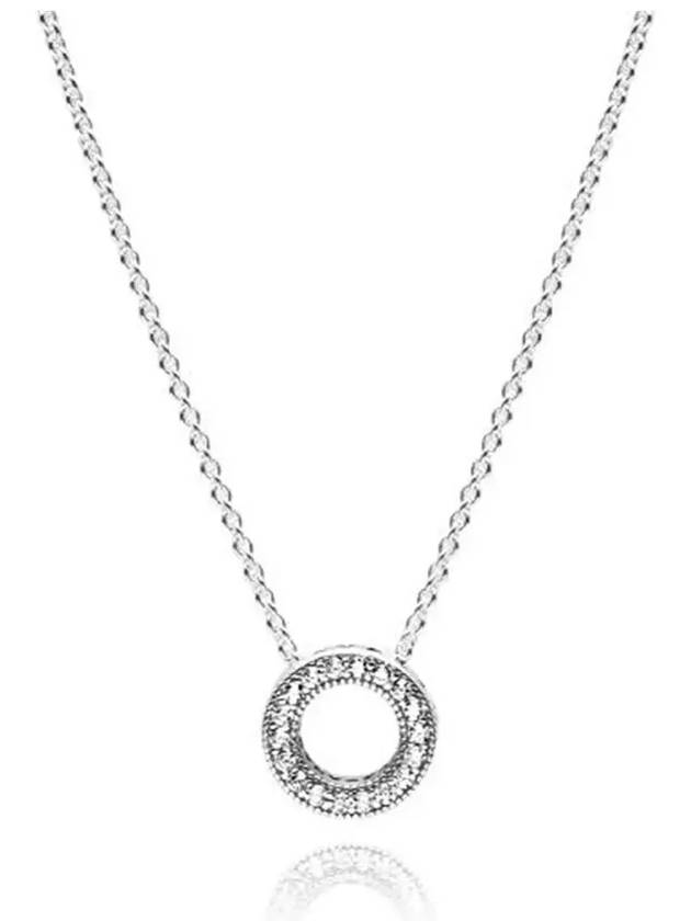 Logo Pave Circle Collier Necklace Silver - PANDORA - BALAAN 4