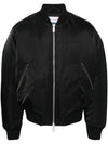 Embroidered Logo Padded Bomber Jacket Black - OFF WHITE - BALAAN 1