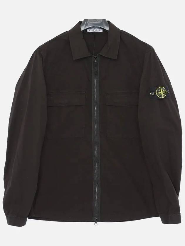 Zipper Regular Fit Cotton Overshirt Jacket Black - STONE ISLAND - BALAAN 2