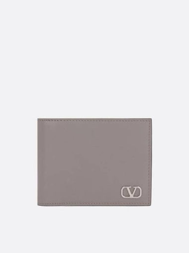 V Logo Signature Money Clip Half Wallet Grey - VALENTINO - BALAAN 1