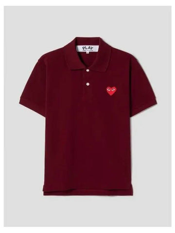 Men s Red Heart Waffen Polo T shirt Blouse Southern Burgundy Domestic Product - COMME DES GARCONS PLAY - BALAAN 1