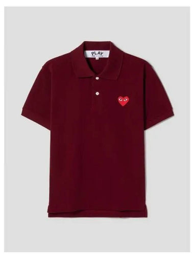 Men s Red Heart Waffen Polo T shirt Blouse Southern Burgundy Domestic Product - COMME DES GARCONS PLAY - BALAAN 1