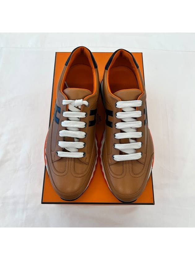 Trail Leather Low Top Sneakers Natural - HERMES - BALAAN 4