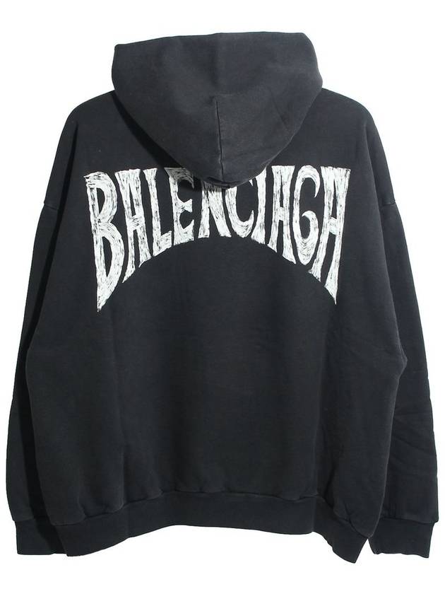 Hand-Drawn Medium Fit Hoodie Black White - BALENCIAGA - BALAAN 2