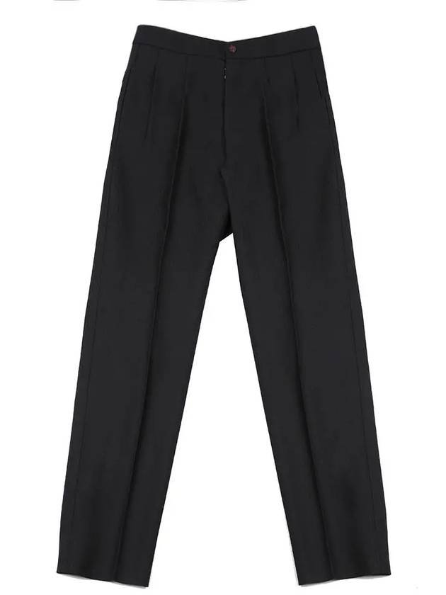 Men's Back Stitch Wool Pleated Straight Pants Black - MAISON MARGIELA - BALAAN 2