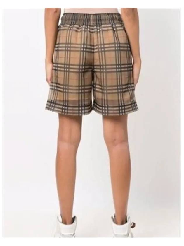 Women's Semi-Sheer Check Banding Shorts Brown - BURBERRY - BALAAN.