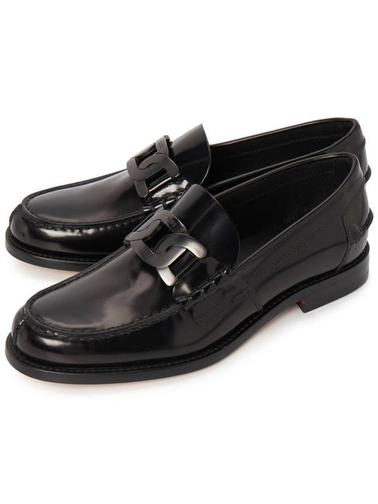 Men's Leather Metal Chain Loafers Black - TOD'S - BALAAN 2