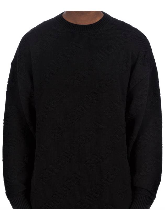 Logo Jacquard Cotton Knit Top Black - BALENCIAGA - BALAAN 5