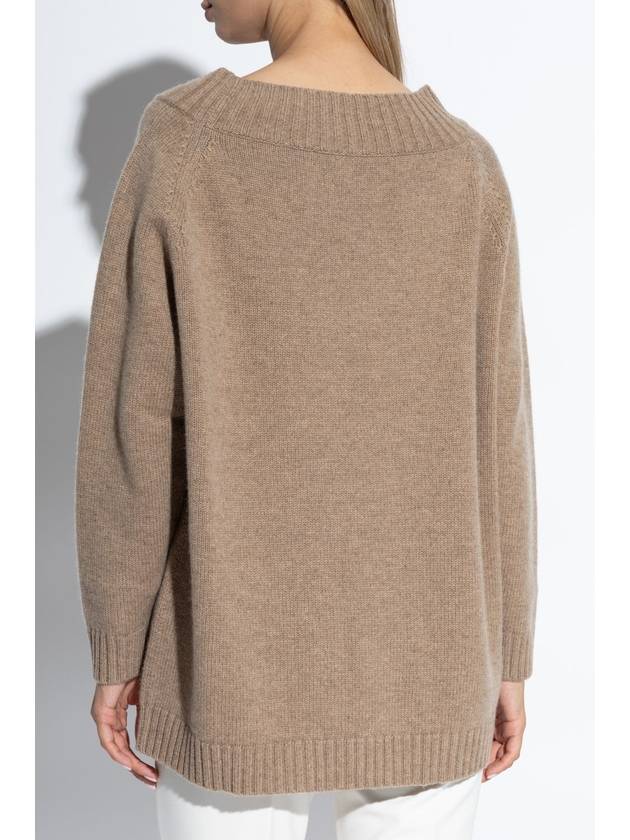 Max Mara Latham s off the shoulder wool cashmere knit top hazelnut brown - MAX MARA - BALAAN 5