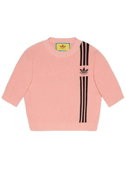 3 Stripe Crop Knit Top Pink - GUCCI - BALAAN 2