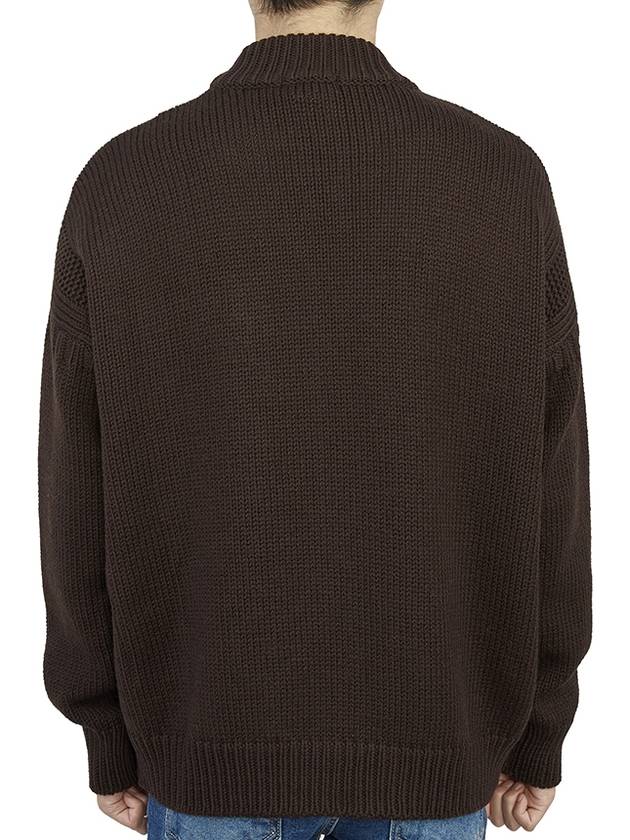 Men's Mock Neck Wool Knit Top Brown - TEN C - BALAAN 5