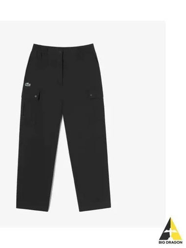 women cargo pants black - LACOSTE - BALAAN 1