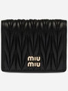 Matelasse Leather Half Wallet Black - MIU MIU - BALAAN 3