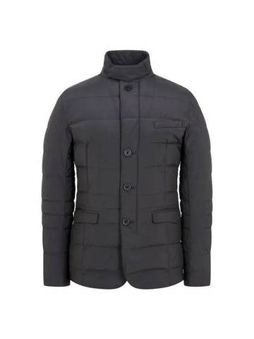 Men s double closure high neck goose down padded jacket charcoal gray 270561 - HERNO - BALAAN 1