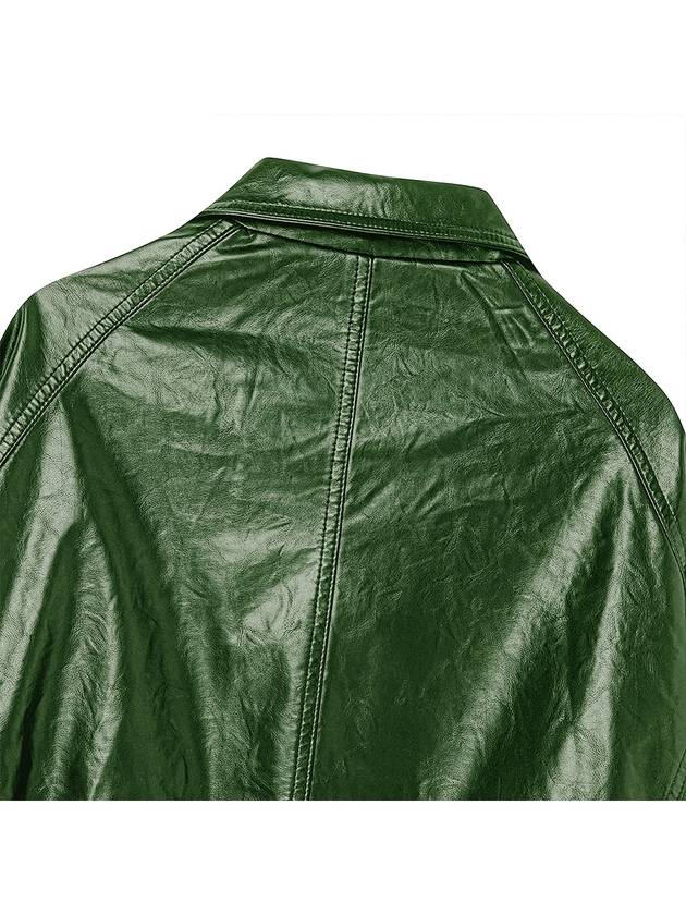 Overfit string eco leather jacket Green - THE GREEN LAB - BALAAN 4