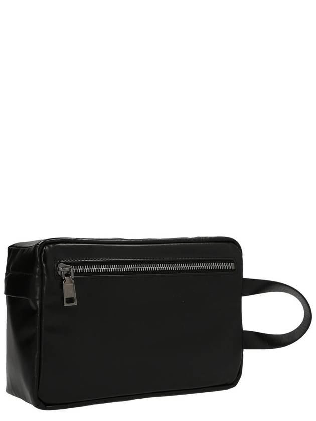 VLTN Logo Print Leather Pouch Bag Black - VALENTINO - BALAAN 3