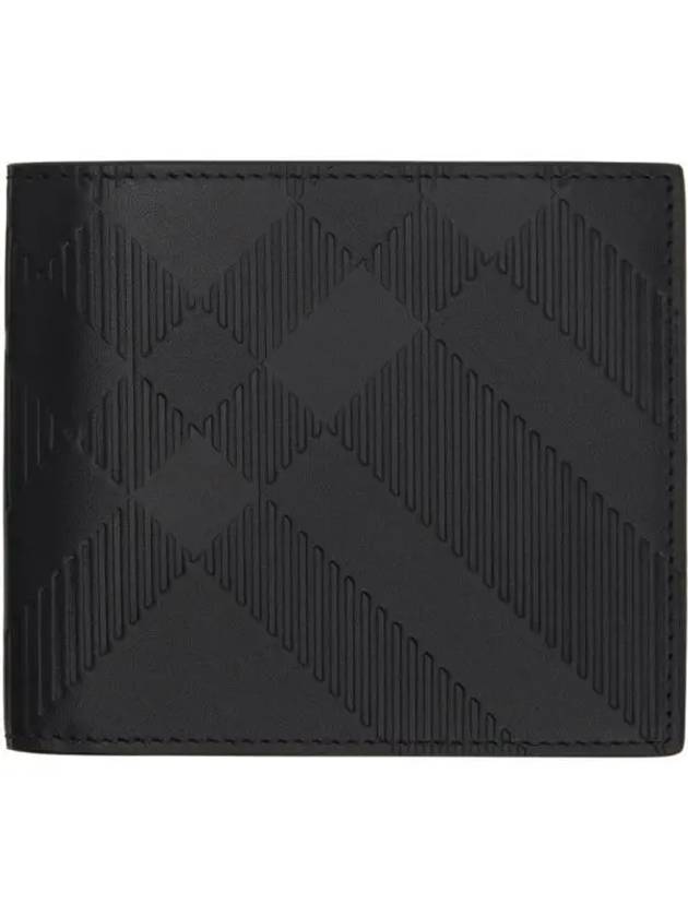 Embossed Checked Leather Half Wallet Black - BURBERRY - BALAAN 2