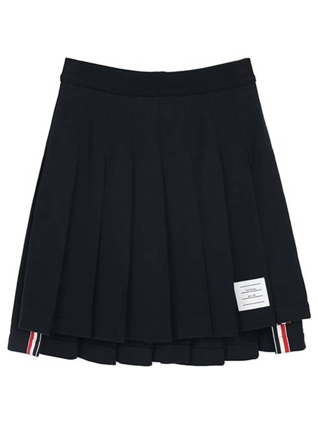 Women's Loopback Cotton Mini Pleated Skirt Navy - THOM BROWNE - BALAAN 2