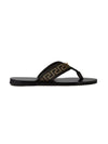 Men's Greca Flip Flops Black Gold - VERSACE - BALAAN.