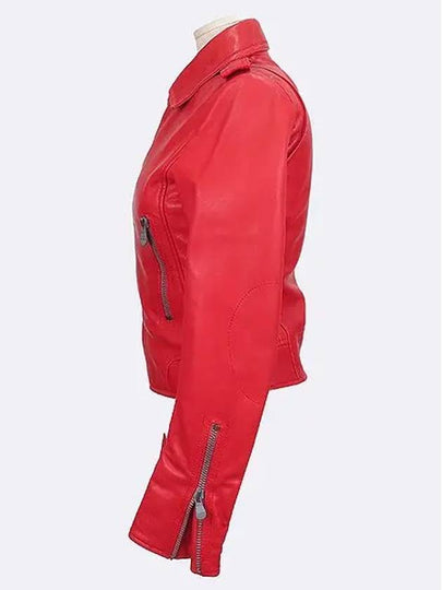 PK7 LM011A RD 2 Red Leather Women s Rider Jacket - BALENCIAGA - BALAAN 2